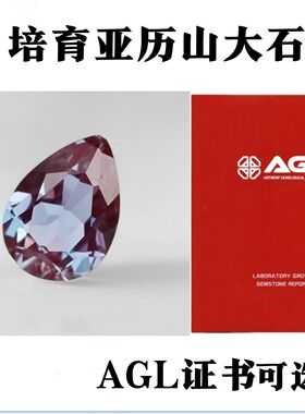 培育亚历山大变石蓝宝红底色水滴形实验室裸石18K戒指耳钉主石diy