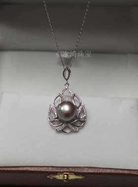 天然淡水珍珠11-13mm强光扁圆馒头圆吊坠S925纯银项链正品特价