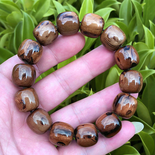 天然活柳血柳海柳手串男女情侣父母朋友佛珠桶珠16x16mm精品黄纹 - 图3