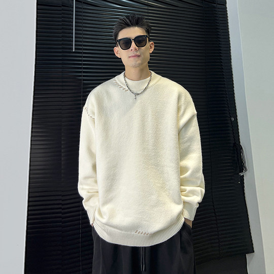 毛衣男秋冬季简约休闲百搭保暖美式时尚潮流韩版针织衫内搭圆领潮