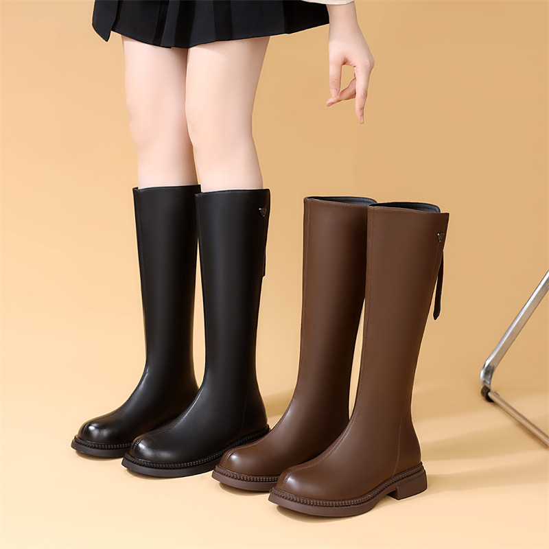 大码平底长筒靴女2025新款秋冬加绒胖mm粗腿加宽高筒显瘦腿骑士靴,淘宝优惠券,粉丝福利购,淘宝优惠卷