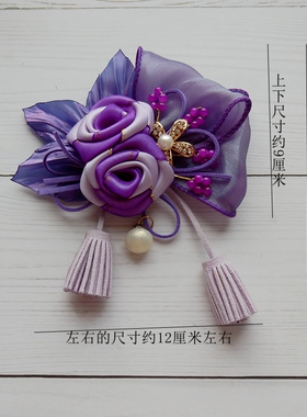 发饰甜美发夹新款网红紫色结吊坠头花精致女生礼物脑勺马尾顶夹