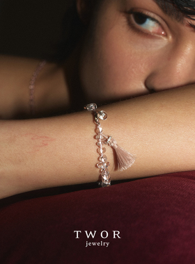 TWOR白水晶流苏手链女款手串