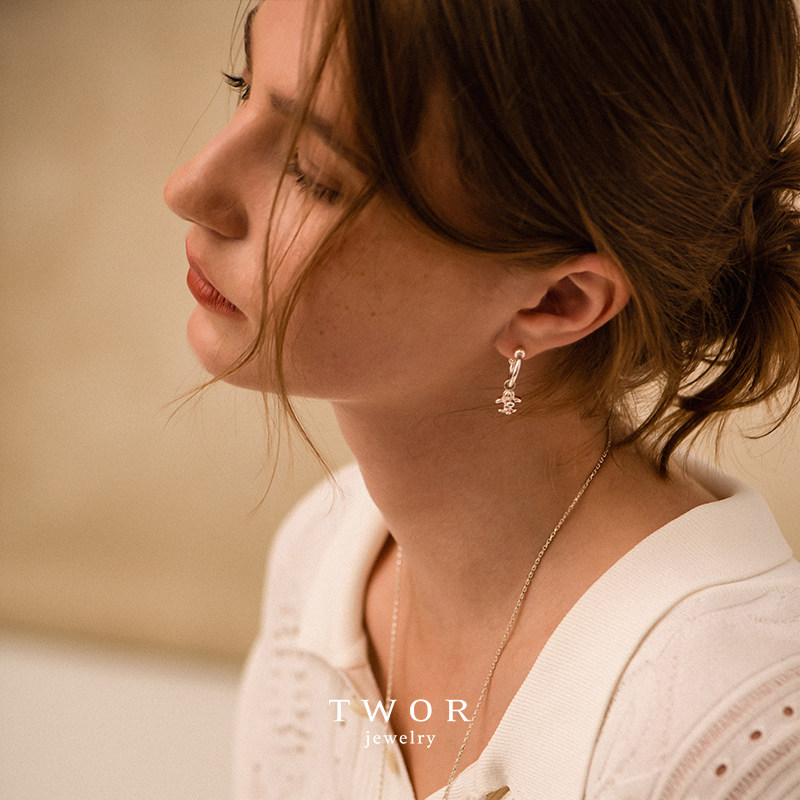 TWOR/s925银鸢尾花耳坠银耳圈耳饰复古银耳环叠戴小众新款耳饰女,淘宝优惠券,粉丝福利购,淘宝优惠卷