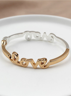 欧美风镶水钻做旧拼色弹簧扣手环