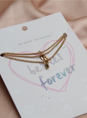 新款组合一卡三条项链简约日常款字母坠大气潮流个性时尚锁骨链女