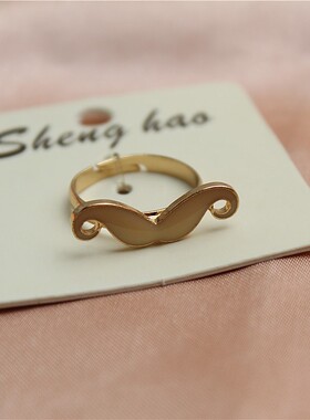 欧美风格新款戒指滴釉卡通可爱小胡子个性潮流时尚活口指环女式