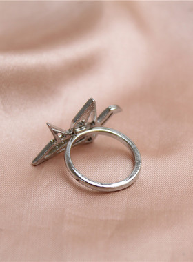 女金属镀白金日韩千纸鹤戒指指环