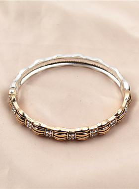 镶水钻做旧弹簧扣拼色活口手环