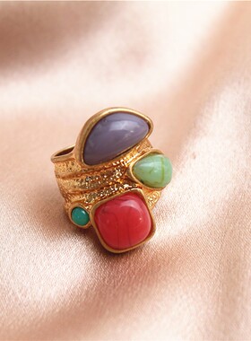 中古金色锁骨链彩色多巴胺