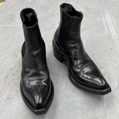 尖头马丁靴男女暗黑风增高厚底切尔西靴短筒巫师靴套筒翘头骑士靴 - 图1