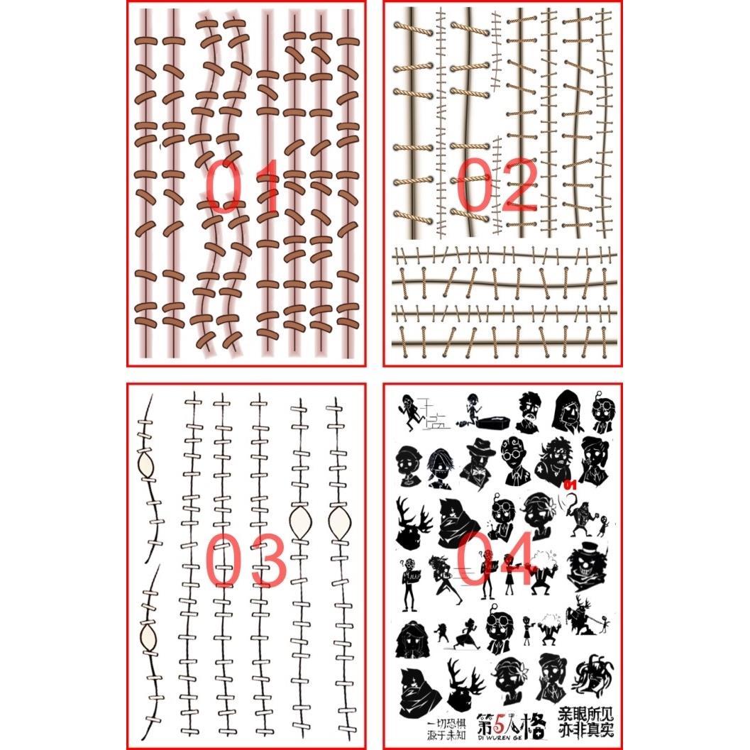 第五人格游戏周边园丁祭师杰克缝线疤痕伤疤纹身贴COS动漫纹身贴-图0