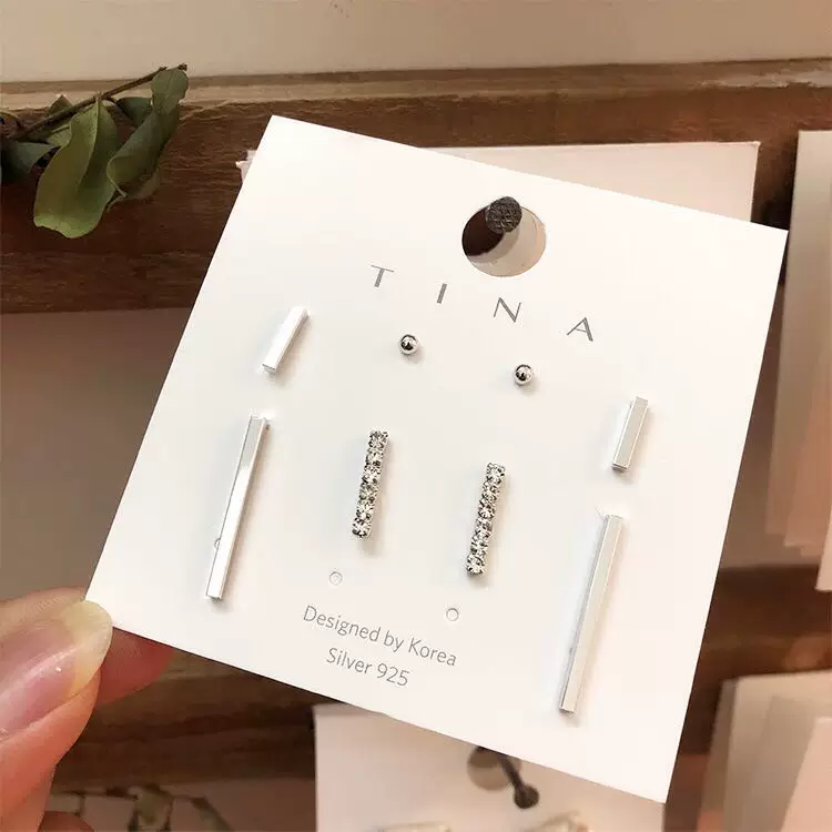 Minimalistic earrings, set, internet celebrity, simple and elegant design