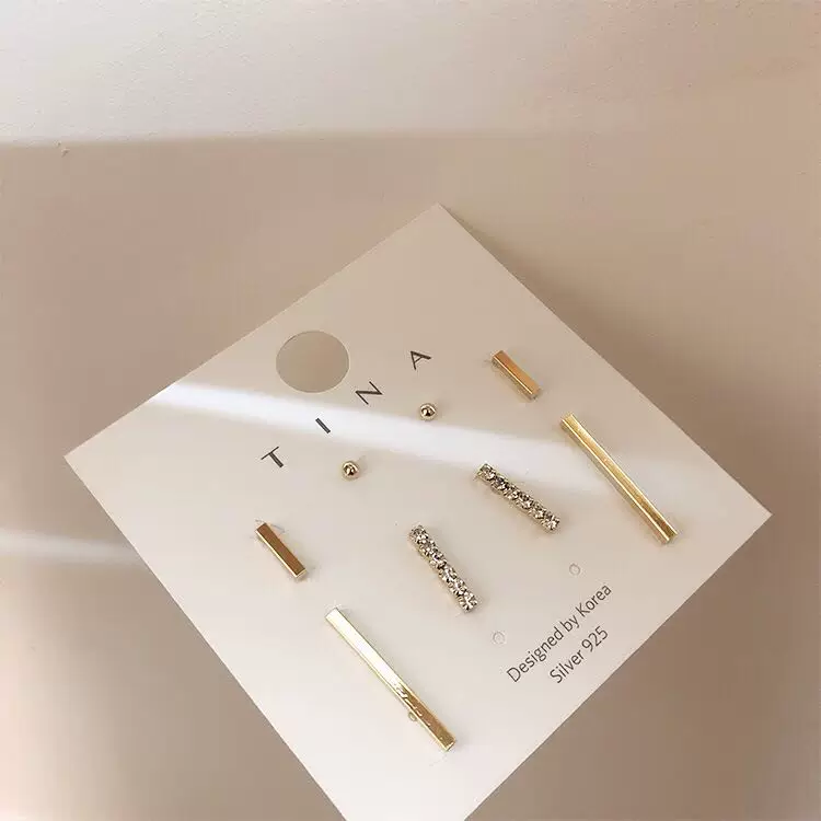 Minimalistic earrings, set, internet celebrity, simple and elegant design