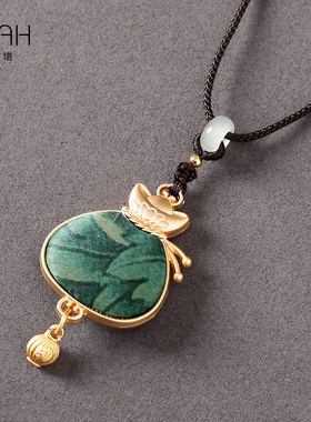 非金属布艺项链 非遗香云纱宋锦手工拎缝制毛衣链 项链颈链PT2256