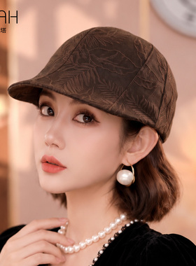 【锦油绸】布塔香云纱时尚前进帽女桑蚕丝老钱风鸭舌棒球帽PT7017