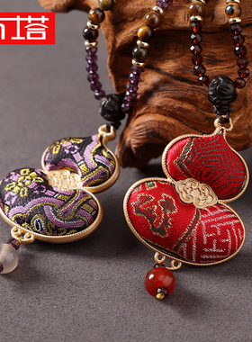 非金属布艺项链 非遗香云纱宋锦手工拎缝制毛衣链 项链颈链PT2254