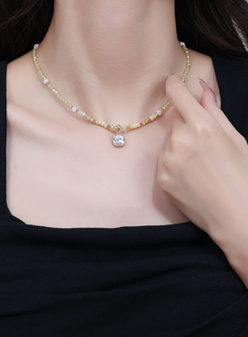 天然石串珠项链女款2025新款气质