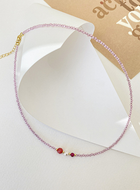 法式水晶串珠项链女简约