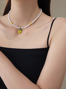 法式甜美花朵珍珠项链女