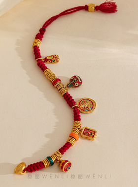 沙金黄财神盘缠手链女款2025新款