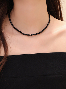 黑色高级感串珠项链小众女