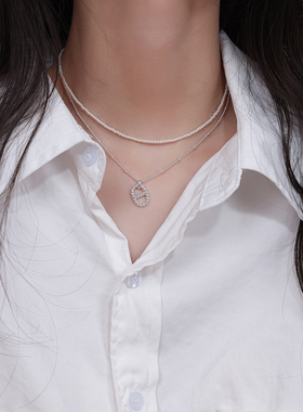 2mm极细双层小米珠猪鼻子项链女