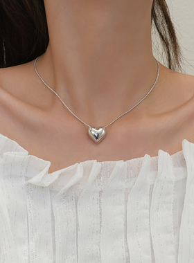 双面金属爱心项链女高级感轻奢