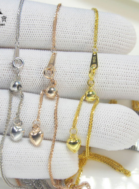 S925纯银玉石琥珀配链玫瑰金金色