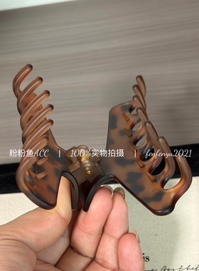 粉粉鱼ACC@PC材质小众高级感抓夹金色十字架豹纹鲨鱼夹后脑勺Z29