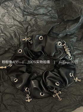粉粉鱼ACC@重工推荐！打孔仿麂皮发簪皮质十字架宝剑发圈钉扣Q18
