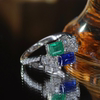 Xielong 18 gold sapphire emerald wedding ring