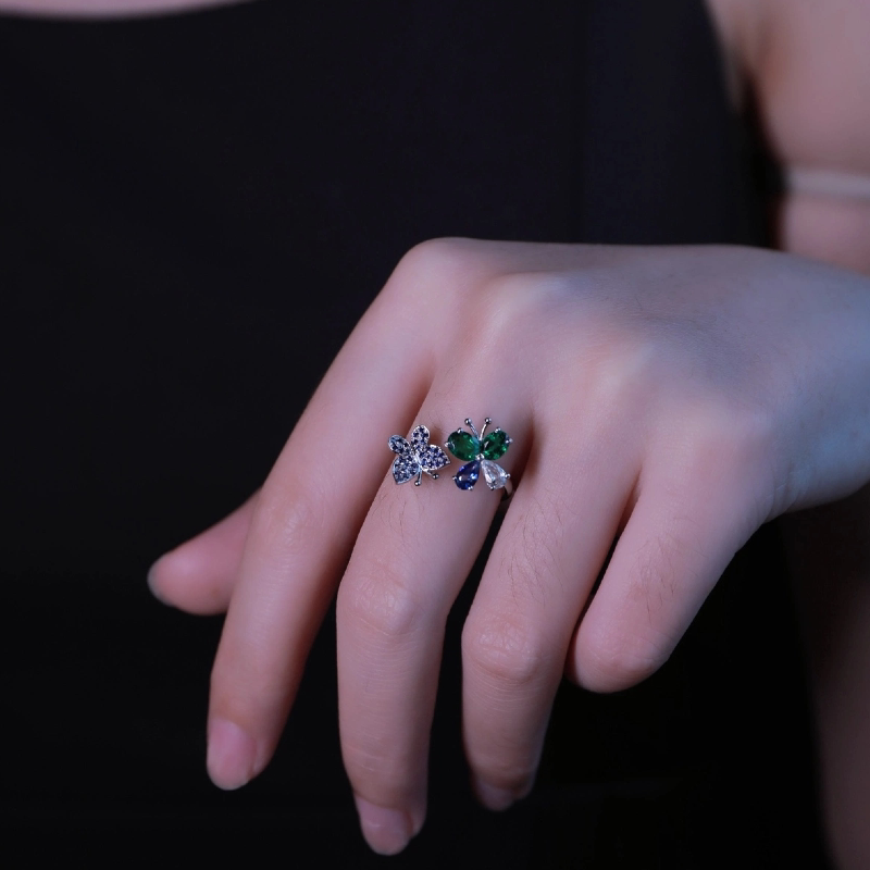 Xielong platinum sapphire tsavorite open ring