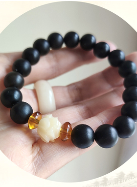 女款羊角圆珠子文艺手串手链饰品