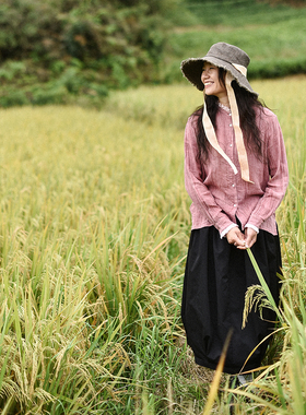 闲云夏布｜飘带渔夫帽植物染文艺宽檐遮阳百搭沙滩度假户外手织布