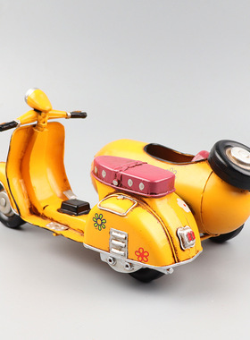 VESPA三轮摩托车模型挎斗偏三轮