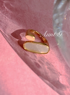 【清不退换】小众设计感粉戒指女装饰配饰开口可调节金色食指戒时