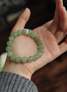 天然和田玉晴水10mm圆珠单圈