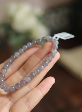 天然和田玉烟紫一线天圆珠手串