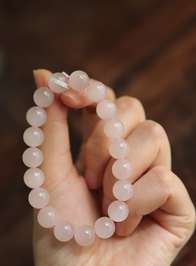 天然和田玉藕粉10mm圆珠单圈