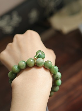 天然和田玉黑羊洞12mm圆珠单圈