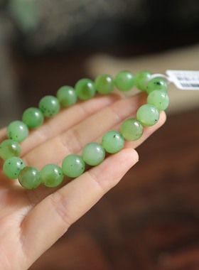 天然和田玉碧玉10mm圆珠手串