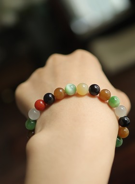 天然和田玉8mm圆珠手串多巴胺