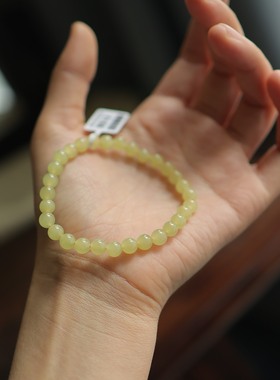 天然和田玉黄口6mm圆珠单圈