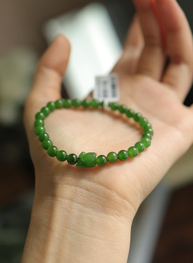 天然和田玉6mm圆珠单圈手串