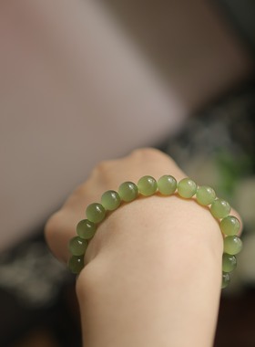 天然和田玉黄口8mm圆珠单圈