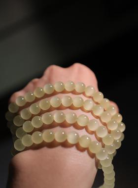 天然和田玉 8mm黄口圆珠多圈 货号JY9891 价格25800