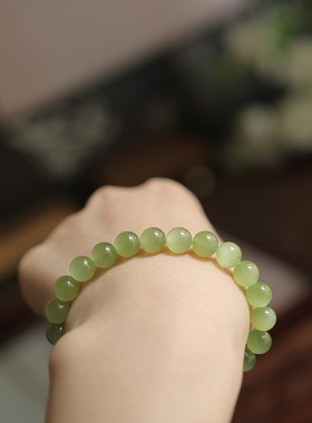 天然和田玉黄口8mm圆珠单圈