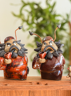 速发新中式钟馗香炉摆件陶瓷雕刻工艺品礼品家居饰品镇宅客厅人物