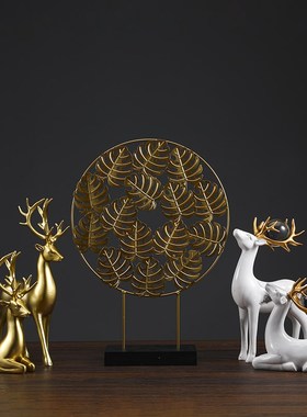 速发轻奢麋鹿摆件客厅玄关装视柜酒柜电饰品艺装轻奢工软品